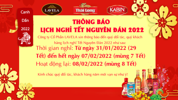 THÔNG BÁO LỊCH NGHỈ TẾT NGUYÊN ĐÁN 2022